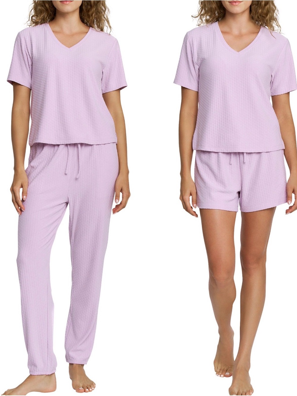 Honeydew Intimates Lavender Waffle V‑Neck Sleep Set